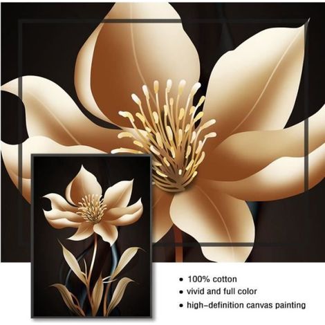 Peinture sur toile d'art affiches et imprimés murales pour salon décoration moderne abstrait de fleurs dorées sans cadre 35x50cmx3 (1/4)