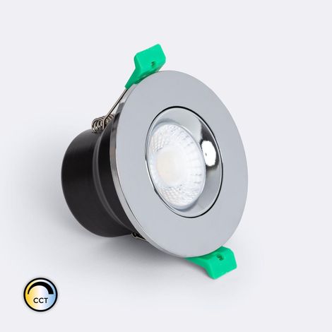 Foco Downlight LED 5-8W Ignífugo Circular Regulable IP65 Corte Ø 65 mm Solid Design Ajustable Plateado Seleccionable (Cálido-Neutro)