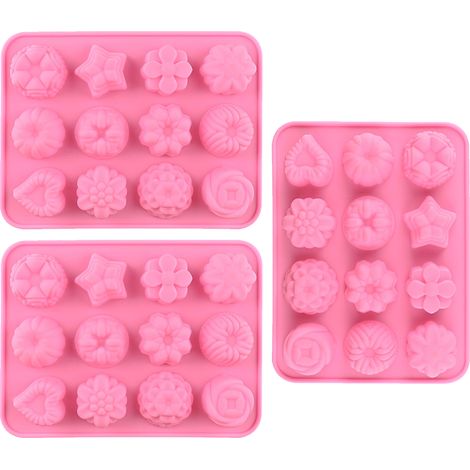 Moule En Silicone - Moule À Fleurs Pour Chocolat Bonbons Gelée Et Pâtisserie - 21 x 16 x 2 cm - Rose - 1 Pièce (1/5)