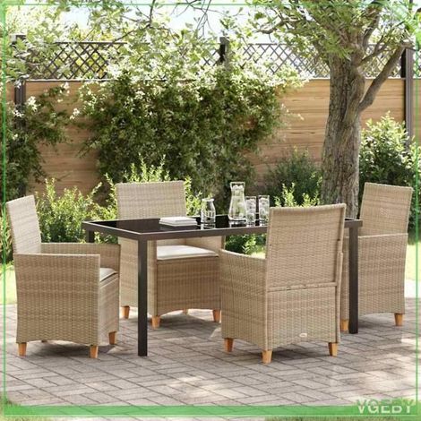 Ensemble salle à manger jardin - FAFEICY - 3381082 - 4 places - Beige - Polyrotin résistant (1/5)