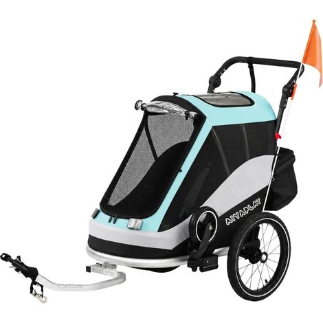 Remolque de bicicleta y carrito infantil 2 en 1 plegable con freno ruedas de 16" (1/5)