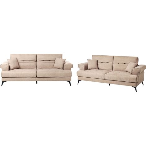 Sofa Set 5-Sitzer SKIVE Stoff Hellbraun
