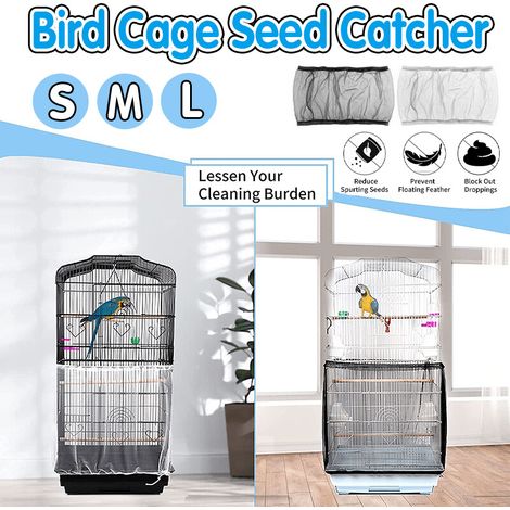 Schützender Nylon-Netzrock für Vogelkäfige (Größen S/M/L), schwarz, Größe M