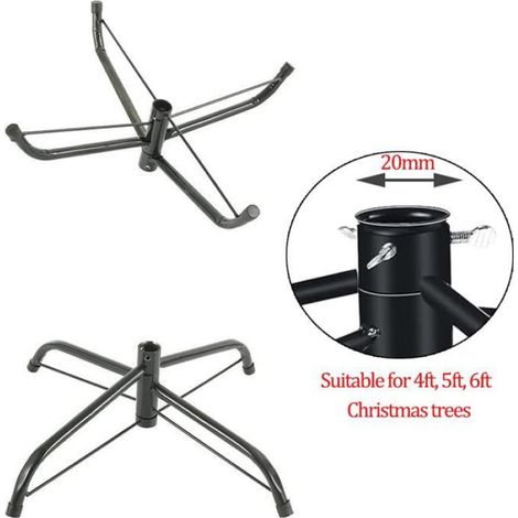 Support de base de sapin de Nol artificiel de 45 cm, en fer et caoutchouc avec vis moletée pour sapin de Nol de 1.9cm(vert) (1/4)