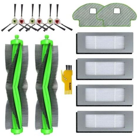 Kit d'accessoires de rechange pour robot aspirateur iRobot Roomba Combo R111840 R1138 14 paquets 2 brosses principales, 4 filtres, 6 brosses latérales, 2 chiffons de vadrouille (1/4)