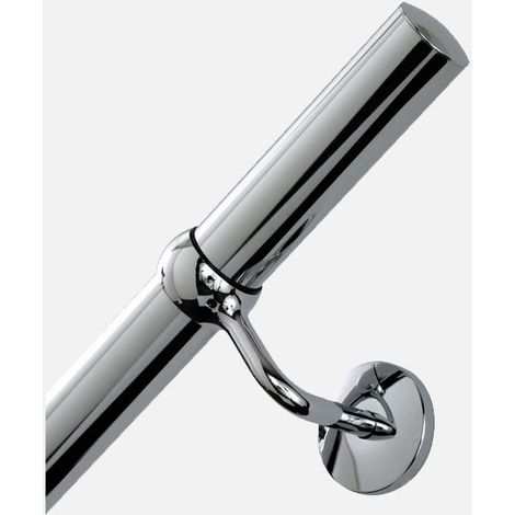 Burger – Kit main courante en inox chromé 2m – Fixation murale – Ø40mm pour escaliers et couloirs – Accessoires non fournis