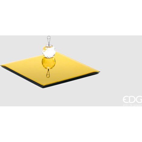 PORTACANDELE CON BASE SPECCHIO QUADRATA 20X20 ORO