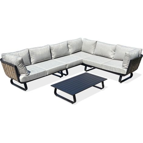 KUMLA - Set di mobili da giardino bassi da 6 posti - Nero - REMARQUABLE