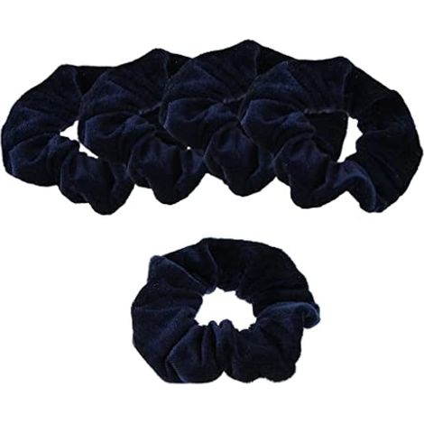 Fenteer 5 Pièces Bande Chouchou de Cheveux en Velours Accessoire pour Serre-tête Support de Queue de Cheval - Bleu marin, comme décrit