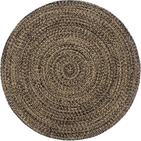 Handmade Rug Jute Black and Brown 210 cm vidaXL