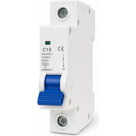 Disjoncteur mini 1P 16A courbe C 6kA AC230-400V EN60898-1 (1/5)