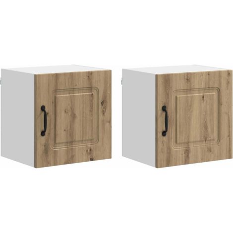 Lote de 2 armarios de pared de cocina modernos con gran espacio de almacenamiento 40 x 31 x 40 cm madera noble roble artesanal 020053572 (1/5)