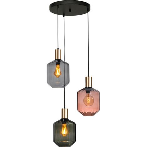 Suspension loft 3 lumières - or - Porto avec des lunettes Jagger - 2712-05-02-35-3-901 (1/3)