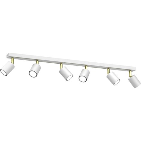 Barre 6 spots orientables blanc-or GU10 Luminex Striper