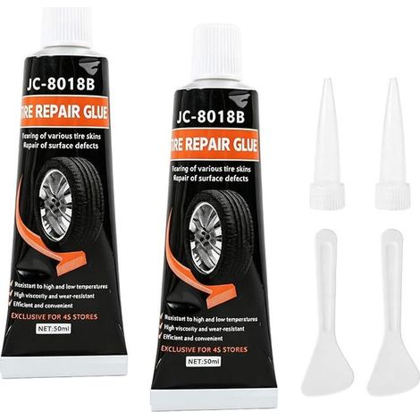 Car Tyre Glue, Vulcanising Tyre Glue, Rubber, Car Tyre Repair Kit, Kit with Nozzle and Squeegee for Motorcycle Bike (1/5)