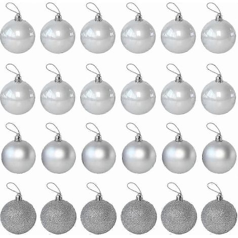Boules de Noël argentées de 4 cm, lot de 24 mini boules décoratives pour sapins et mariages (1/5)