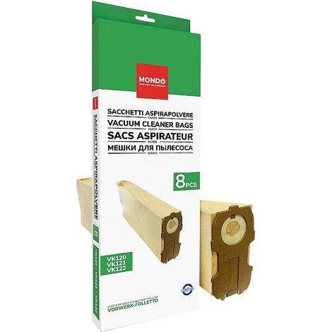 SACHET DE 8 SACS ASPIRATEUR VK118 VK122 POUR PETIT ELECTROMENAGER VORWERK - 591440 (1/4)