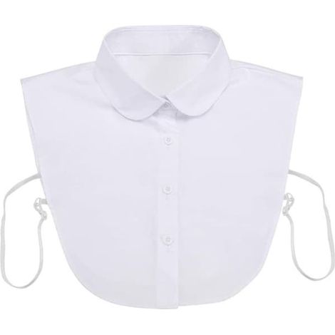 Col amovible blanc - Col amovible - Demi-col en coton - Faux col de poupée - Accessoire femme - 2 parties - Faux col (1/5)