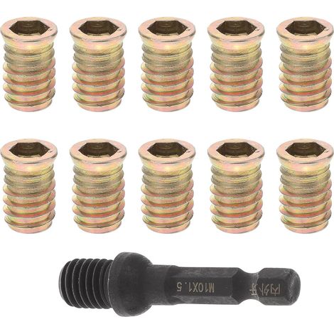 10 Pièces Insert Fileté pour Bois en Acier au Carbone Galvanisé (1/5)