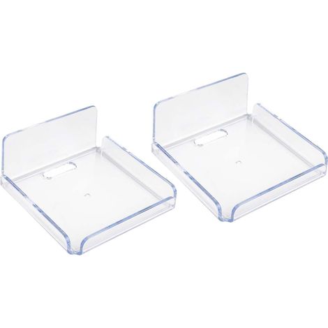 CCYKXA Lot de 2 petites étagères murales flottantes en acrylique transparent Adhésives sans perçage pour moniteur de bébé, haut-parleur intelligent, affichage de fenêtre (étagère à coller, mini) (1/5)