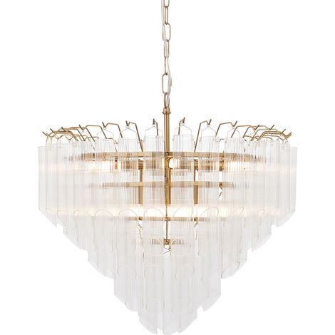 Lampadario Toulouse ottone satinato vetro 12xG9 Endon (1/5)