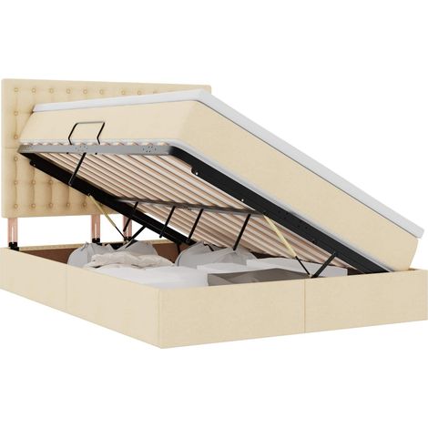 Maison Exclusive - Letto con contenitore e materasso Crema 140 x 200 cm Tessuto (1/5)