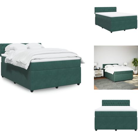Sommier à lattes de lit et matelas Vert foncé 160x200cm Velours - Sommier À Lattes De Lit - Sommiers À Lattes De Lit - Lit - Meuble De Chambre À Coucher (1/5)
