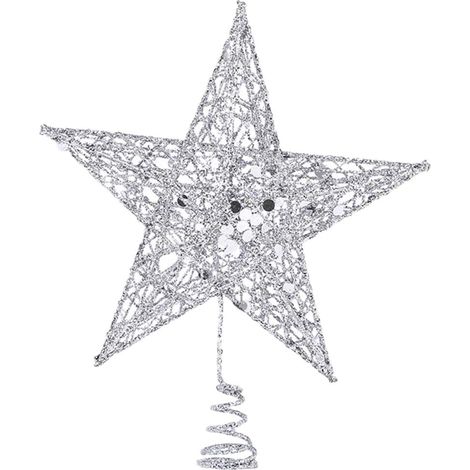 Étoile Pour Sommet De Sapin De Noël - Décoration En Fil De Fer Et Paillettes - 30 Cm - Pour Sapins Intérieurs - 1 Pièce (1/5)