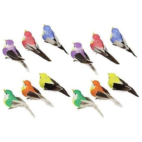 Simulation Plume Oiseau Forêt Jardin Branches Groupées Vert Décoration Mousse Couleur Faux Oiseau (12pcs) (1/3)