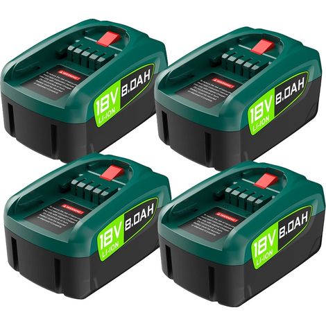 Batteria di ricambio, 8000 mAh, compatibile con utensili elettrici, 4 batterie da 8000 mAh, 18 V (1/2)