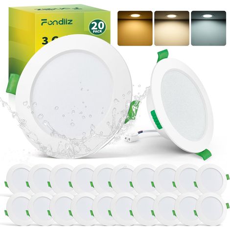 Lot de 20 Spot LED Encastrable 68mm, 5W 220V Spots de Plafond Encastre Blanc Chaud 2700K Blanc Neutre 4000K Blanc Froid 6000K Réglable, IP44 Spot Salle de Bain LED pour Salon Cuisine, Rond