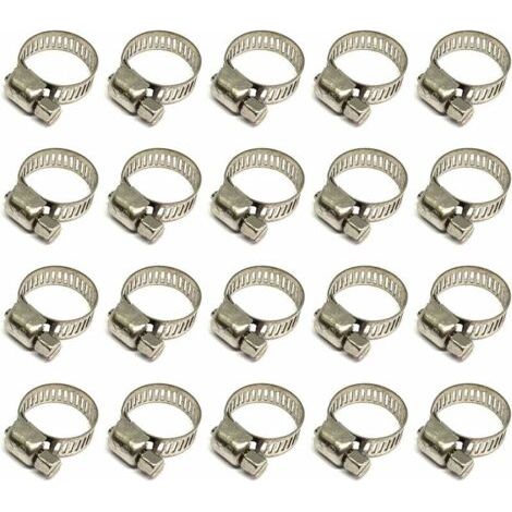 BUNTHAUS 20 Stück Schlauchschelle, verstellbare Schlauchschelle 8–12 mm, Schlauchschelle aus Edelstahl 304, Metallschlauchschelle, für Schlauch, Hausgas, Familienwasserleitung, Kabel, Wasserhahn (1/5)
