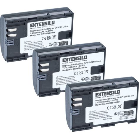 EXTENSILO 3x Akku kompatibel mit Canon XC10, WFT-E5, WFT-E7, XC15 Kamera (2000 mAh, 7,4 V, Li-Ion) (1/5)