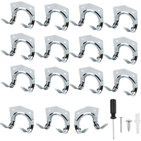 BARKBUSTERS 15 Pack Heavy Duty Multi Tool Hooks for Home & Garage Storage - Non Slip Wall Mount Double Hooks for Warehouse Garage Shed Garden Tools (1/4)