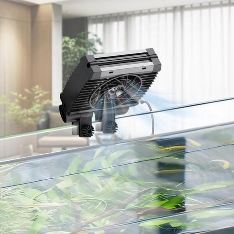 Refroidisseur d'aquarium silencieux avec vitesse réglable et minuterie, ventilateur pour aquarium de 40 cm de diamètre (noir). (1/5)