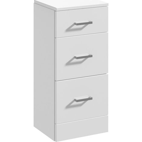 Floor Standing 3 Drawer Bathroom Unit - 350mm - Gloss White
