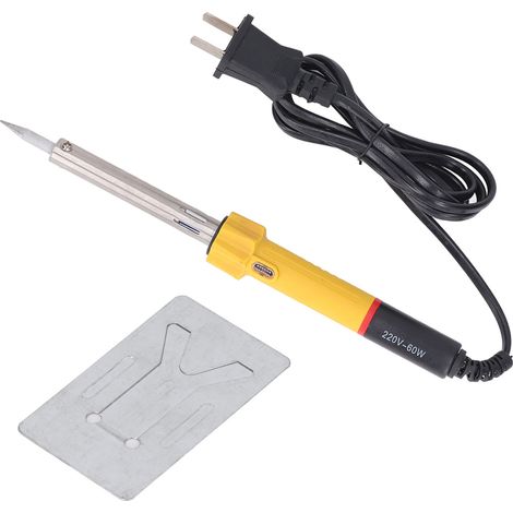 Fer à souder jaune 60W chauffage rapide 2min, 2 modes de puissance semi-auto pour réparation et bricolage, compatible 110‑220V avec prise US. (1/5)