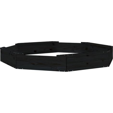 Arenero zona de juegos infantil jardín exterior con asientos octogonales madera de pino macizo negro 020041540