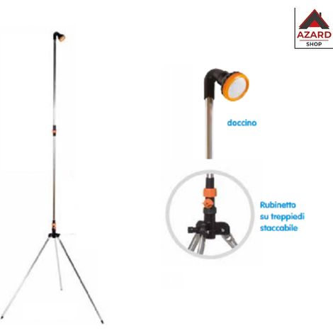 Doccia da giardino con tre piedi alluminio esterno rubinetto h 200 cm - gf (1/5)