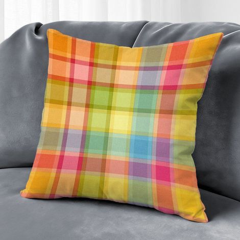 Housse de coussin imprimé carreaux rustique,décoration canapé,40×40cm