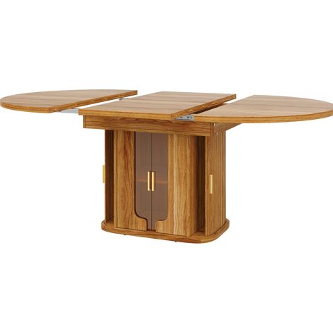 Tavolo da pranzo allungabile rotondo in MDF colore noce 118-158 cm per 6 persone (1/5)