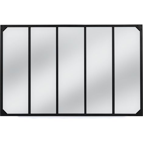Spiegel Glastrennwand 5 Streifen Industriedesign 140x84 cm (1/5)