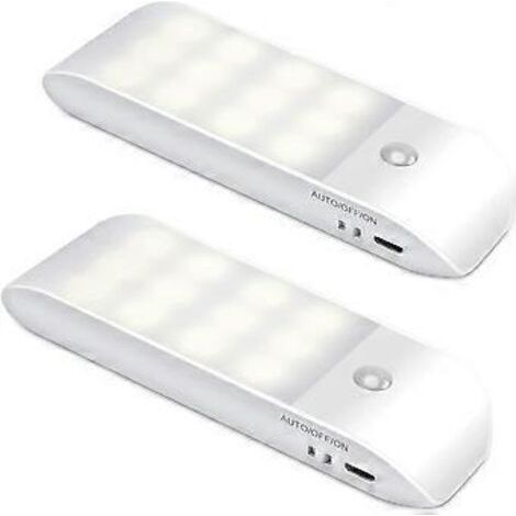 Veilleuse LED rechargeable, veilleuse à détecteur de mouvement avec bandes magnétiques adhésives [Lot de 2]. 3 modes (Auto/Marche/Arrêt). Veilleuse pour le lit.-NANOTEH (1/5)