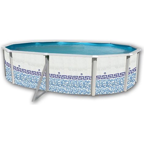 Kit piscine hors-sol acier Toi MOSAICO ovale 5.50 x 3.66 x 1.20m décor mosaïque (1/4)
