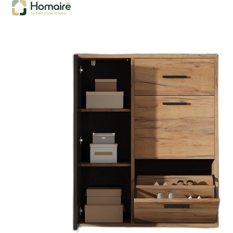 Flur- Garderobenschrank schwarz aus Polyester 80 x 24 x 95.5 cm HOMAIRE (1/5)