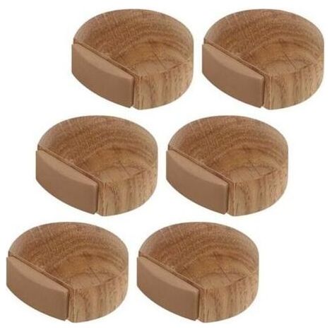 6 pièces Arrêts de Portes - Butée de Porte Adhesive en Bois pour Sol et Parquet – Stop Porte Adhésif - Butoir de Porte (Chêne Naturel).. (1/4)