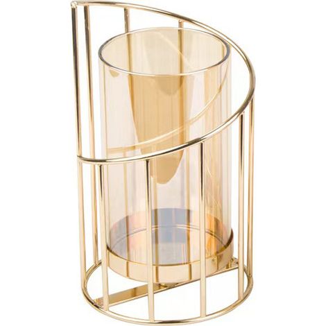Bougeoir rotatif doré électroplaqué pour mariage, fête et décoration maison - 20x12cm (1/5)