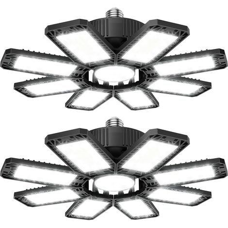 2PC Plafonnier LED, 210W 21000 Lumen, Panneaux Déformables, Culot E26/E27, Pour Garage Entrepôt (1/5)