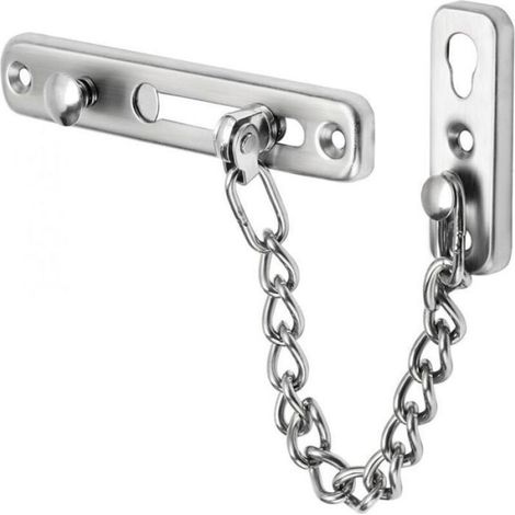 Chaîne de porte en acier inoxydable, verrou de sécurité, serrure de porte de sécurité privée avec vis et colle, utilisée(argent)