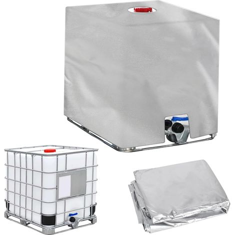 Bache de Réservoir d'eau Couvercle, Anti-UV Anti-Poussière Bache de Housse Protection, Bache pour Cuve 1000L IBC, Bouchon Cuve a Eau Bâche, Housse Cuve Bache Cuve 116 x 100 x 120 cm, Argenté (1/5)